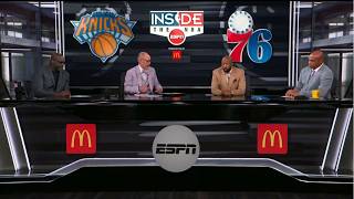 FULL INSIDE THE NBA | Knicks sweep 76ers with dominating 144-114 win in Game 4 - Victor Wembanyama?