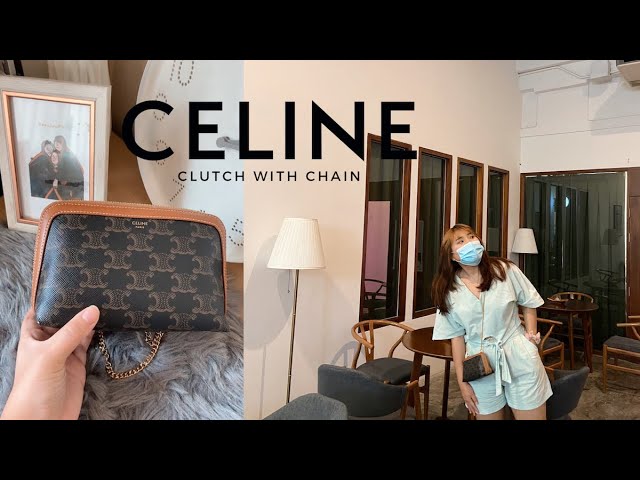 CELINE, Clutch with Chain, Triomphe Canvas