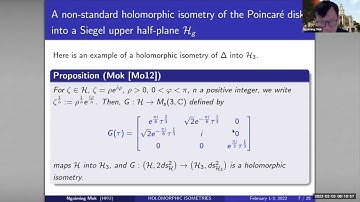 MATH2022 - Holomorphic isometric embeddings of the Poincaré disk, Ngaiming Mok