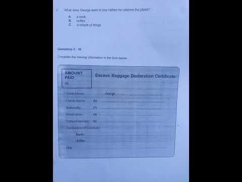 Video #listeningtest-3||#what does george and lisa looking for||#excess|#baggage|#declaration|#certificate - youtube