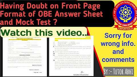 🔴Doubt Cleared | PTU-OBE Front Page Format Of Answer Sheet And Mock Test Doubt Cleared.| Tutor Abhi