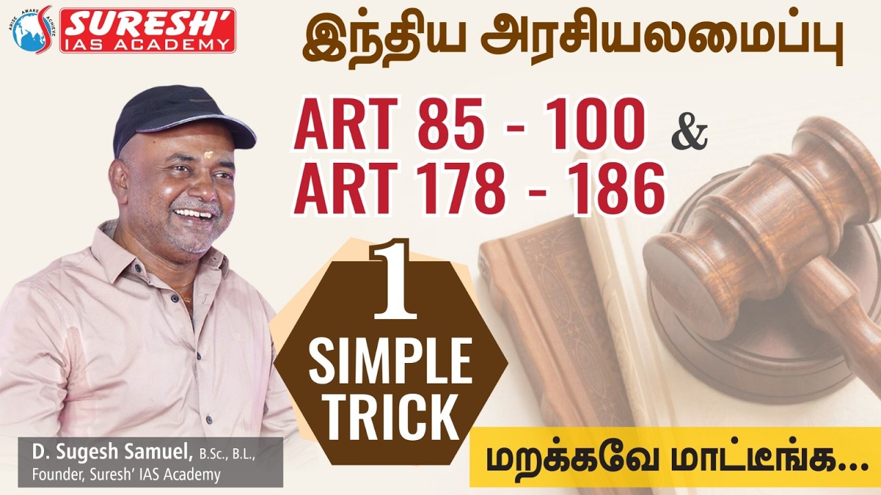 INDIAN POLITY | ARTICLE 85 to 97 | Mr. D. Sugesh Samuel | Suresh IAS Academy