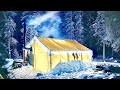 WINTER CAMPING in a GLOWING HOT TENT HUT