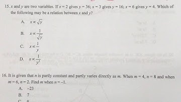 1819 YE S4 MC Q15 Find relation (~HKCEE 1995 P2 Q11)
