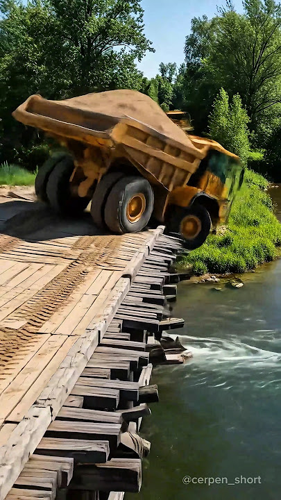 Truk oleng Truk pasir Dump truck muat pasir nyebur ke sungai #trukoleng#trukpasir#dumptruck