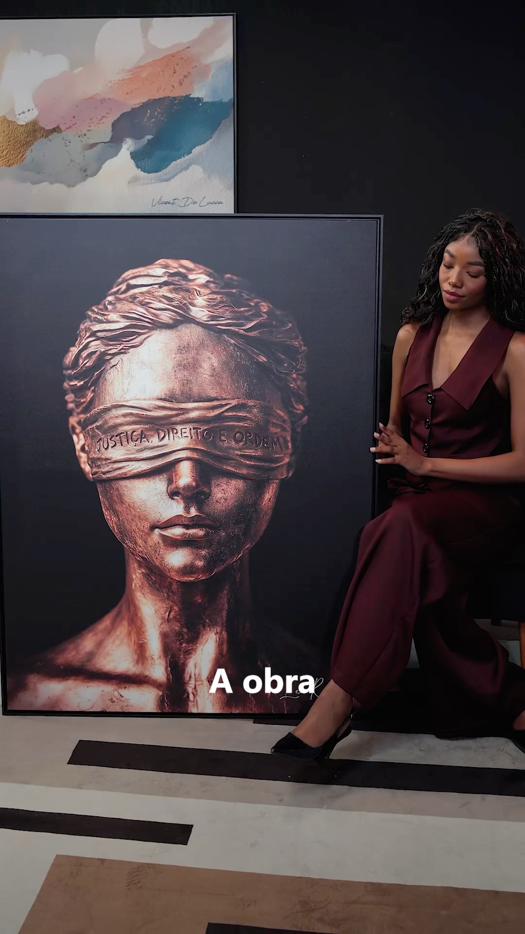 Vídeo de Quadro Rosto Deusa da Justiça