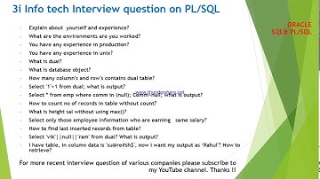 3i Infotech plsql develpoer interview questions and answers