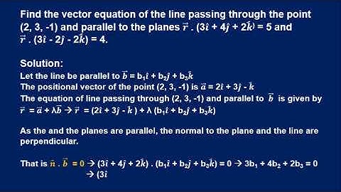 2019-Find the vector equation of the line passing through the point and parallel to the planes