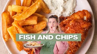 Homemade fish and chips - with crispy beer battered fish and triple cooked chips