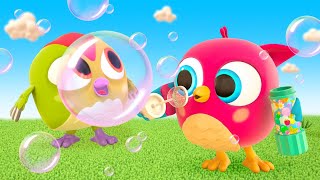 Baby birds make bubbles. Learning baby videos & baby cartoons for kids. Animation & Games for kids.