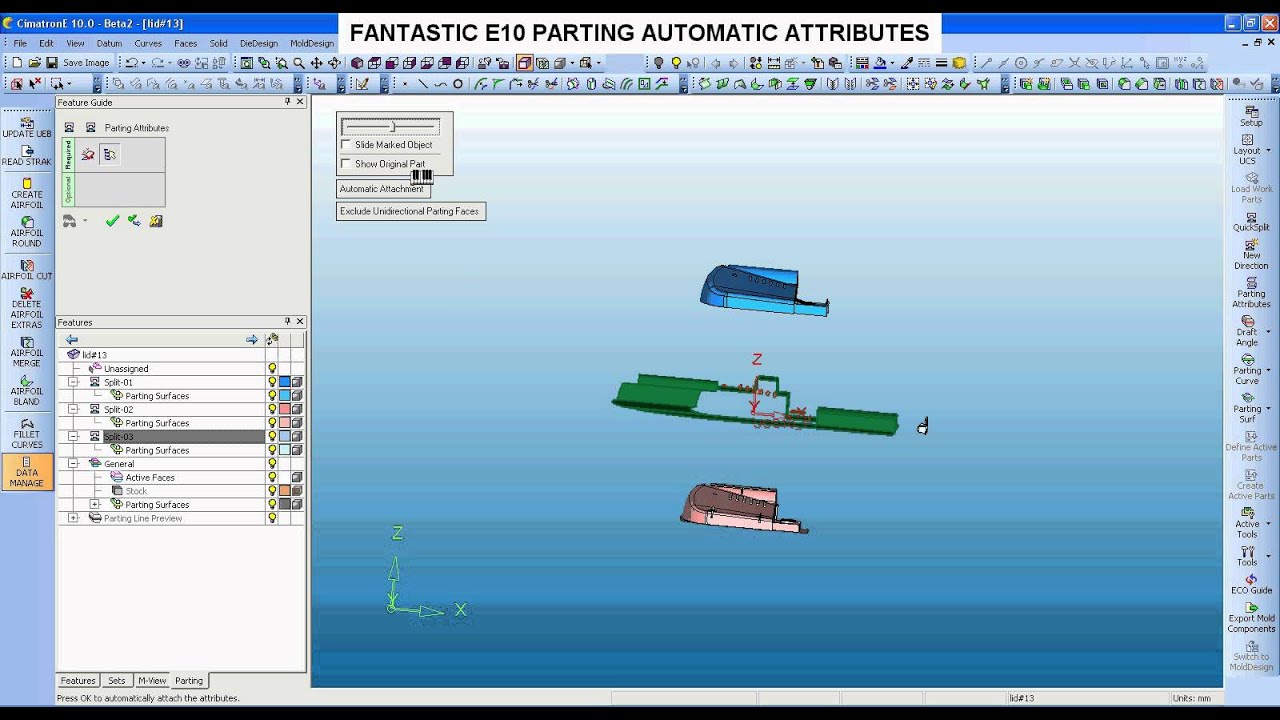 CimatronE10 AutomaticParting Attributes.avi