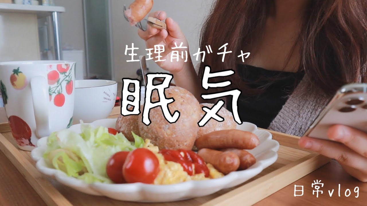 生理前眠気増し増しで寝て食べて寝て休日が秒で終わる/日常vlog
