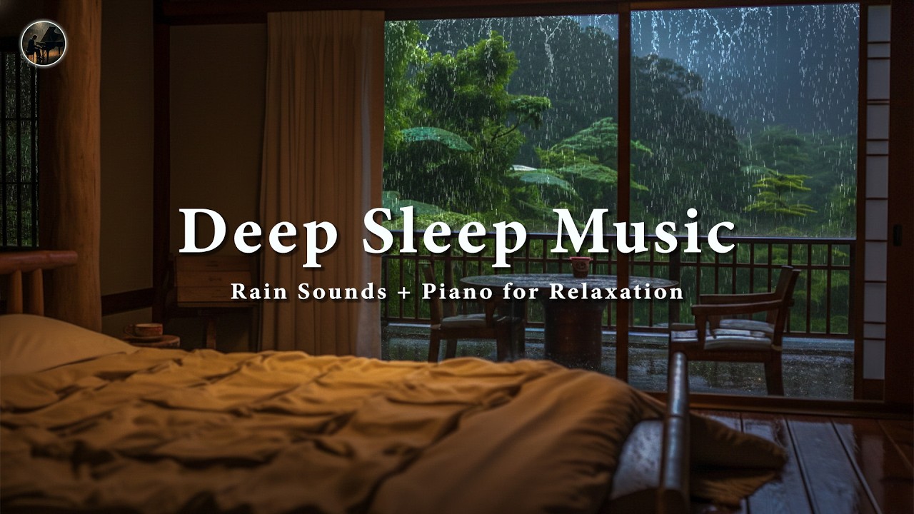 3 Hours of Rain Sounds with Piano Music 🎶 Cozy Bedroom Ambience for ...