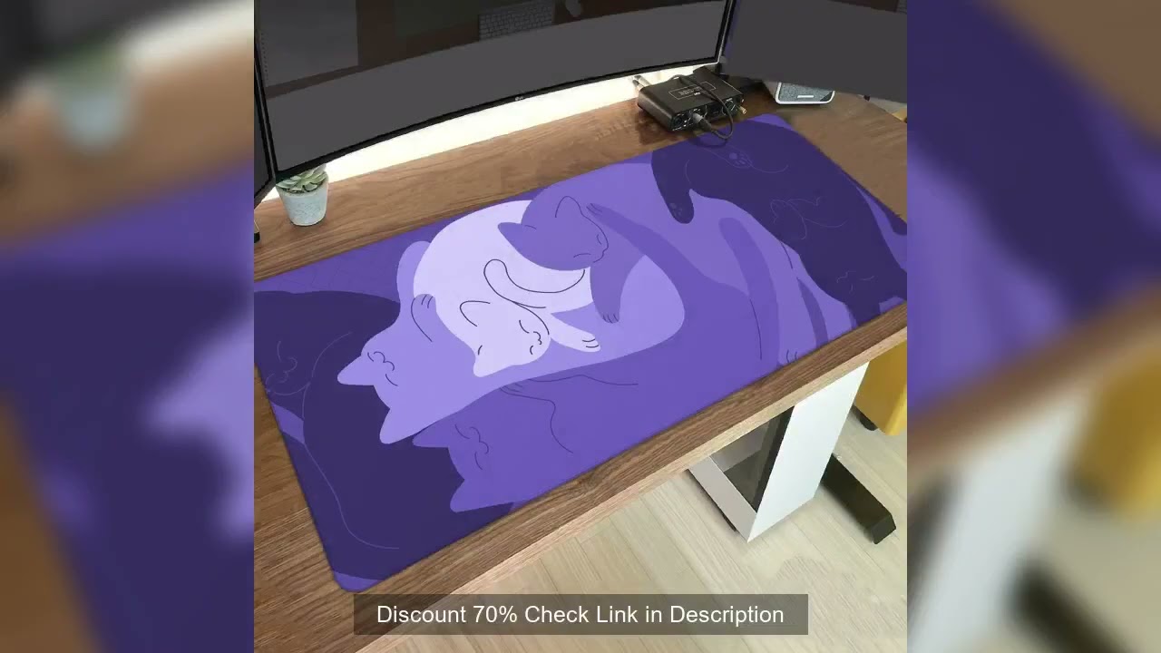 Purple Cats Desk Mat Cat Mouse Pad Office Gaming Laptop Mouse Mats, Dark Magenta Mousepad Cute,Kawai