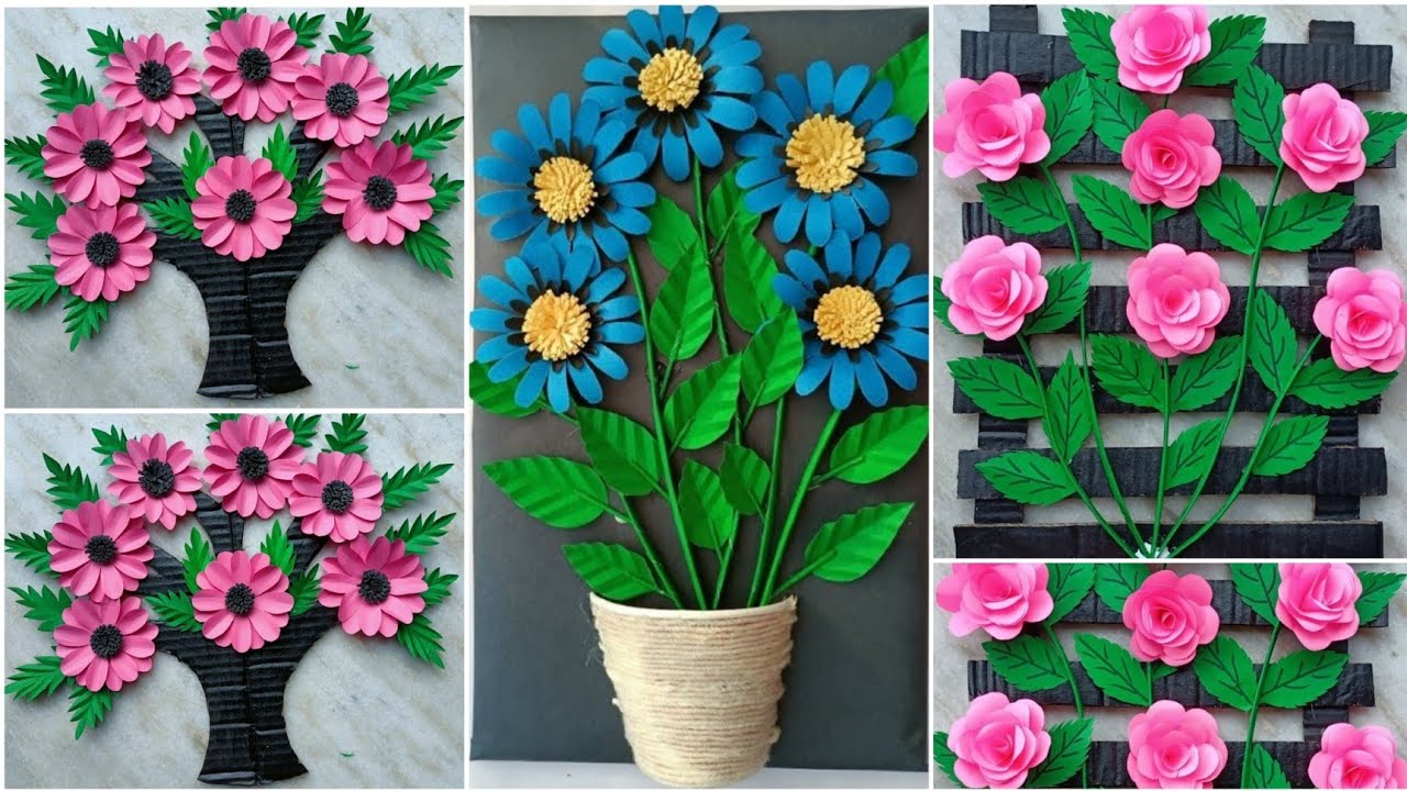 3 Different & Very Beautiful Paper Flower Wall Hanging For Home Decor