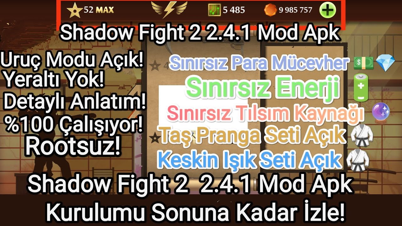 Shadow Fight 2 2.4.1 Mod Apk Sınırsız Para Mücevher Uruç