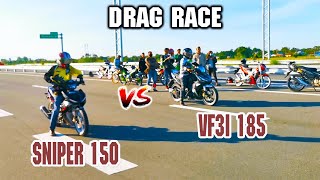 SYM VF3i 185 vs Yamaha Sniper 150  | Drag race