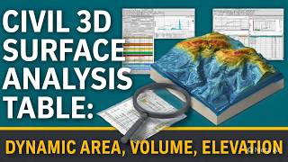 15-Civil 3D Surface Analysis Table: Dynamic Area, Volume, Elevation