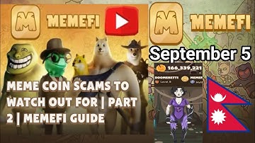 Meme Coin Scams to Watch Out For | Part 2 | MemeFi Guide | question answer today