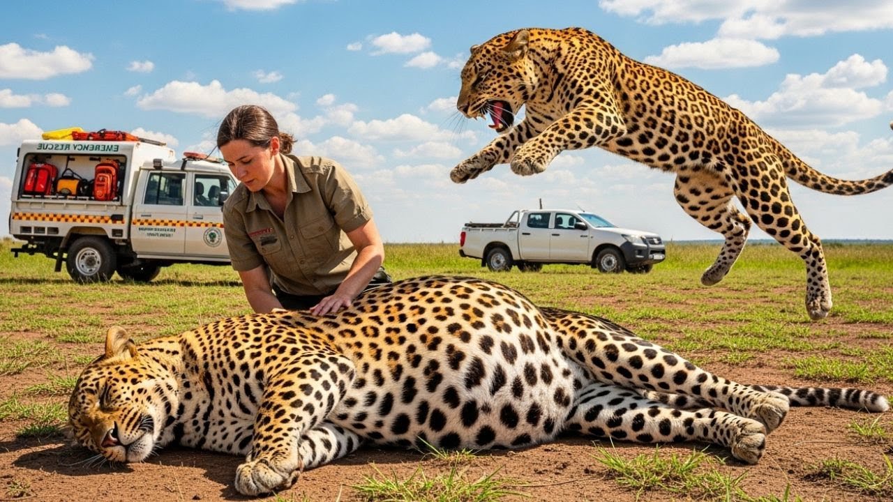 Спасение беременной леопардихи: мать, оказавшаяся в опасности в суровых условиях дикой природы.
