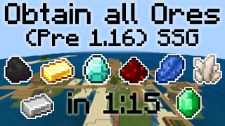 [WR] Minecraft Bedrock | Obtain All Ores (Pre 1.16) SSG in 1:15