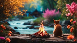 Calming Sound | Soothing Water Sounds, Crackling Fire Sounds | Water Sounds for Sleeping