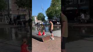 Man riding bike with trailer/pedicab crashes into kid