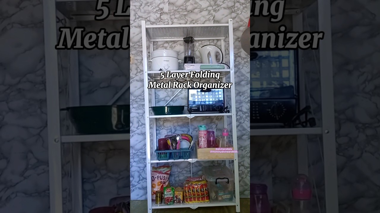 5-Tier Heavy Foldable Storage/Kitchen Duty Rack With Wheels - White