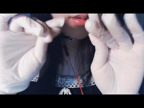 Korean ASMR 한국어 라텍스장갑끼고 귀 만지기 + 종이컵으로 귀 막기 Ear Touching and Paper Cups Ear Cupping with Latex Gloves
