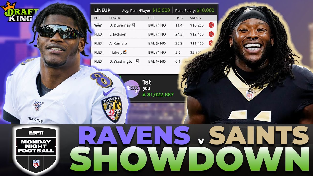 RAVENS vs SAINTS MNF Showdown Picks and Lineup Builds 11.07.22 Draftkings NFL DFS YouTube