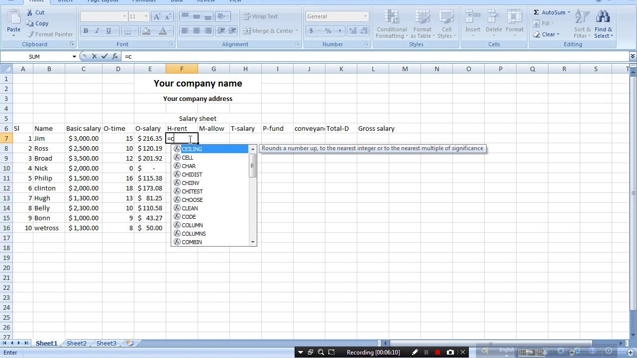 How To Make Salary Sheet In Excel Easily Youtube