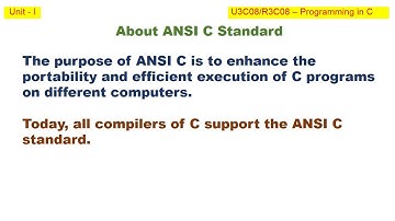 About ANSI C Standard | Programming in C | Learn Computer Programming Courses with simple programs