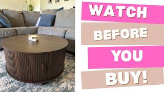 Round Coffee Table with Storage (ONBRILL) | Modern Fluted Walnut Table Review