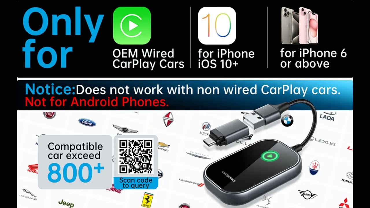 PODOFO 2023 New Upgrade Wireless CarPlay Dongle/Android Auto Adapter M