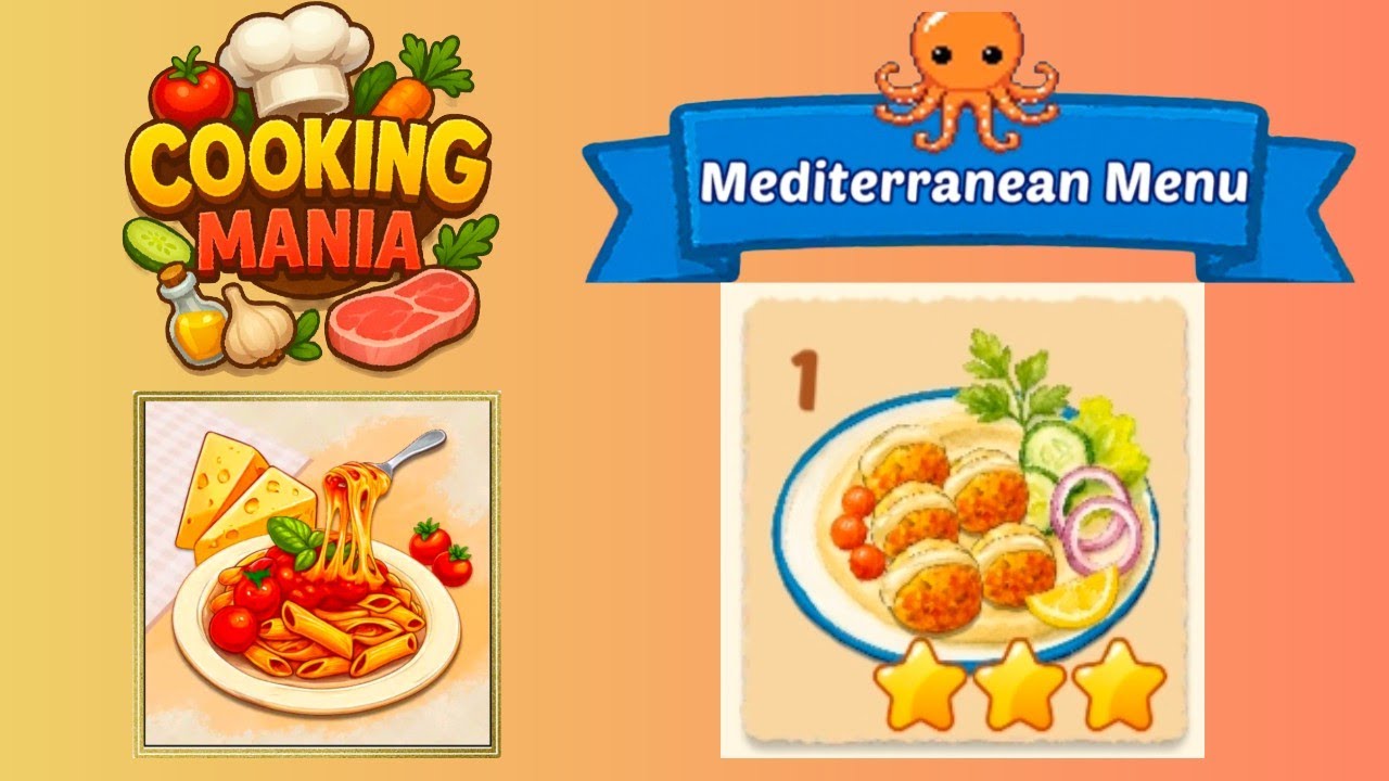 Cooking mania mediterranean menu level 1 solution walkthrough 