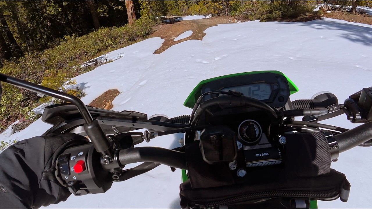 Finding snow high in the Eddys on the klx230s