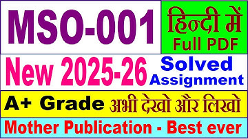 MSO 001 solved assignment 2025-26 in Hindi || mso 001 solved assignment 2026 || ignou mso1