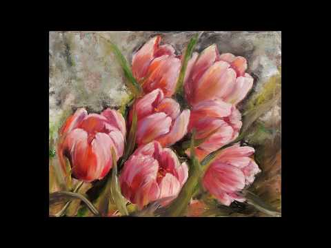 DEMO Oil painting of flowers Tulips