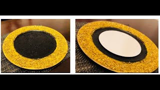Black and Gold Glam Charger Plate Dollar Tree DIY Crushed Glass Charger Plate