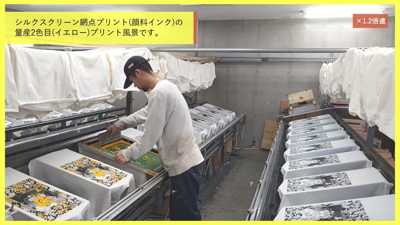 染み込みインクのシルクスクリーンTシャツ量産②【H.sketch】 - YouTube