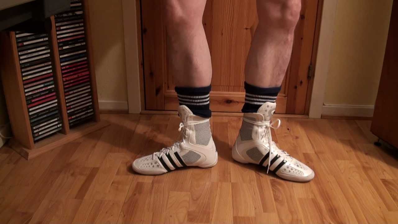 Legs going into Adidas Adistar boxing 