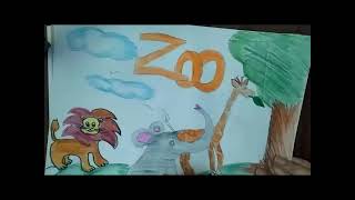 رسم حديقة الحيوان للاطفال Draw and paint the zoo : مادة تربية فنية