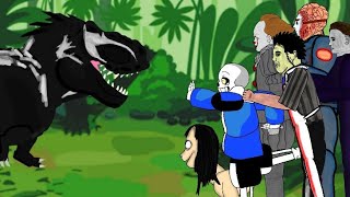 venom t rex vs Jason it pennywise Michael sans leather face momo