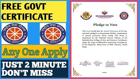 National Service Scheme | NSS Free Certificate | GOV Online Course With Certificate | NSS |