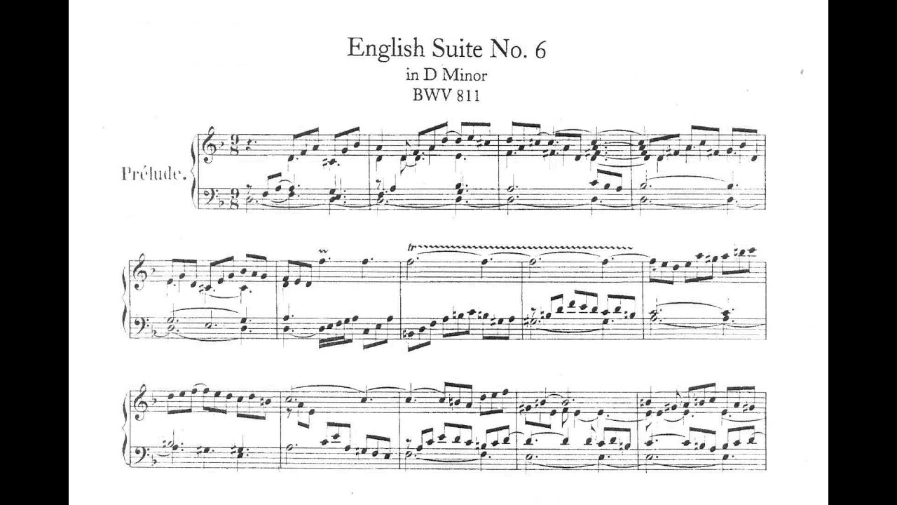 Johann Sebastian Bach English Suite for Keyboard No 6 BWV 811 in D