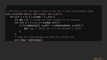 How to Sort a Matrix in the Descending Order by the Sum of Its Rows in C+ +