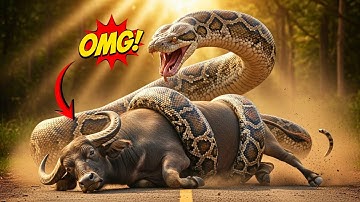 Heroic Wildlife Rescue: Giant Python Attacks Buffalo on Jungle (Heart-Stopping Rescue) 🚑