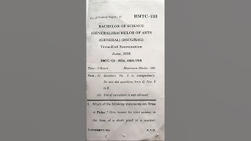 BMTC 133 Real Analysis IGNOU June 2025 Question Paper Solution #BMTC133 #IGNOUJune2025 #realanalysis