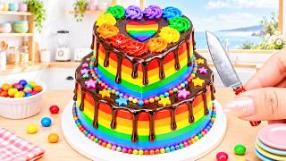 How To Make Mini Rainbow Cake | Colorful Chocolate Drip Cake Decorating by Amazing Cake