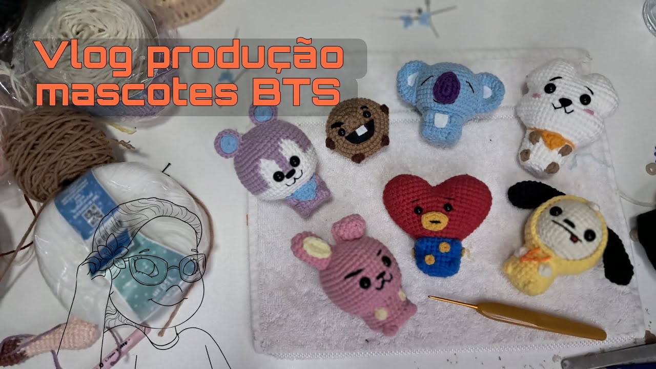 Fiz os mascotes do BTS em Amigurumi! 💜 Veja o processo e meu dia de